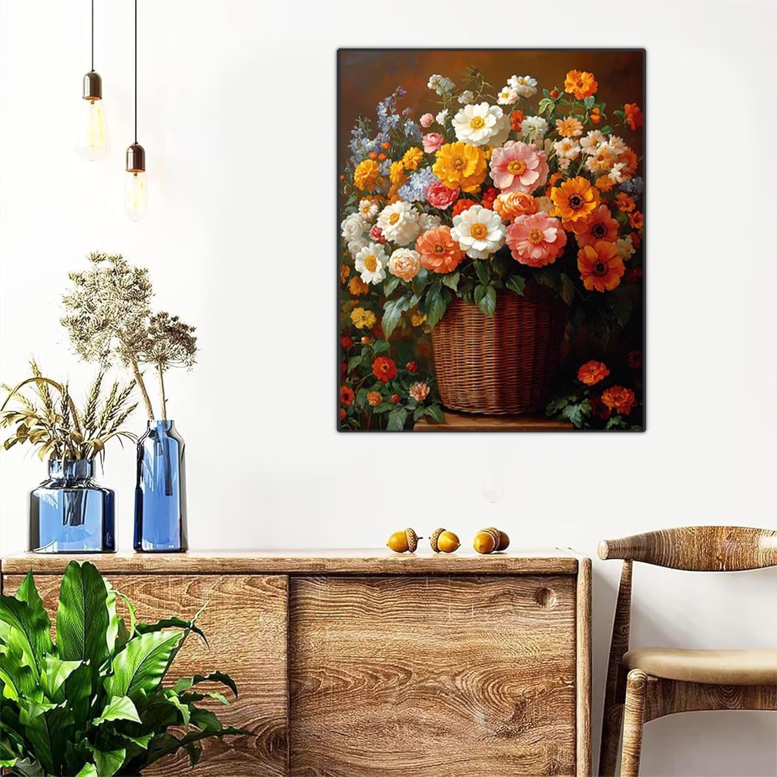 Diamond Painting Cesta De Flores Cuadros Decorativos 135 x 100 cm ZXSH6991 | Planta Kit Manualidades Adultos Bordado Punto de Cruz Cuadro Diamantes para Home Decoration Pared Regalo Mujer