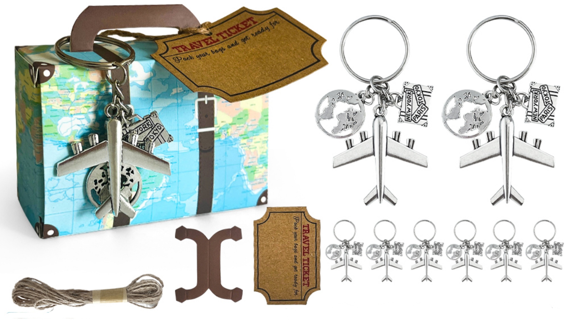 Amazon.com: Aizhuang 50 Set World Map Mini Suitcase Favor Boxes