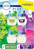 Febreze Fade Defy Plug Air Freshener Refills, Gain Original & Moonlight Breeze Scents, 50-Day Odor-Fighting Freshness, 4-Pack (2 Each, 0.87oz)