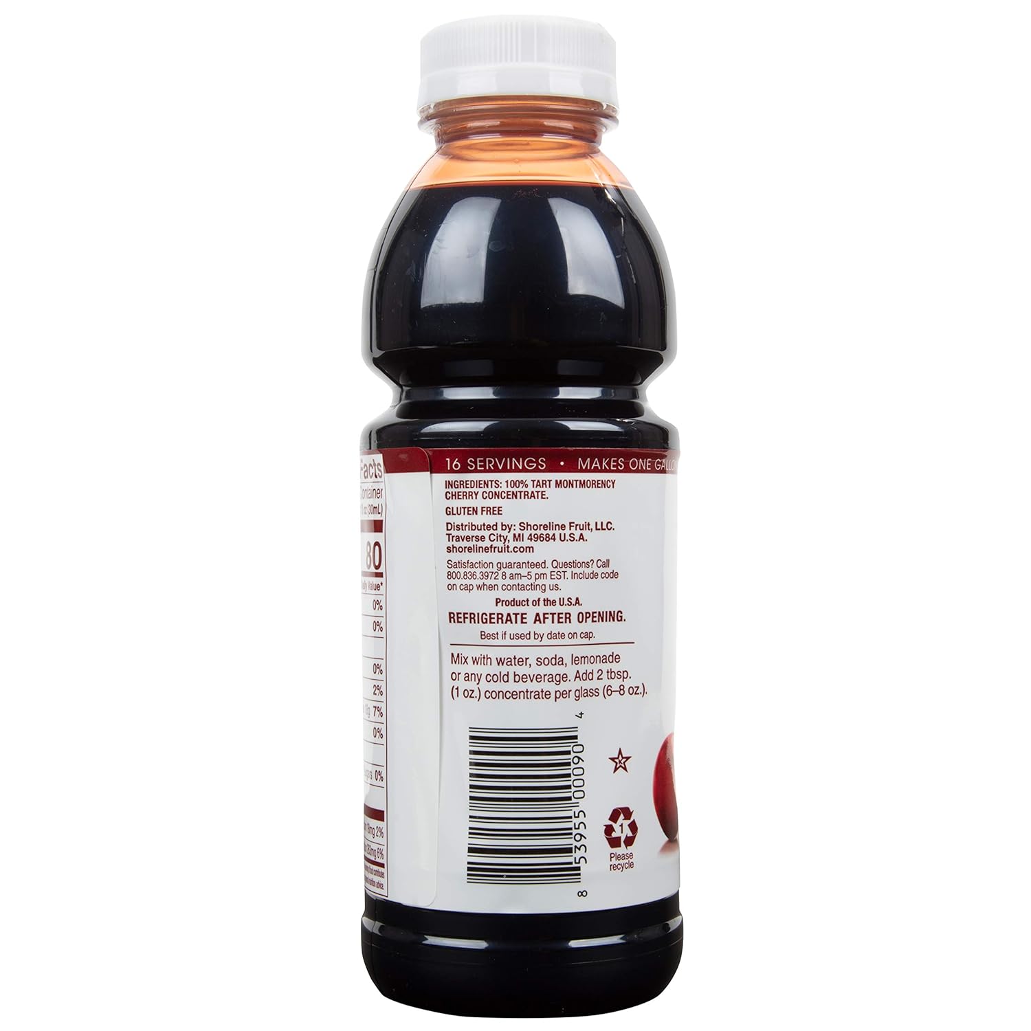 Cherry Bay Orchards Tart Cherry Concentrate - All Natural Juice to Promote Healthy Sleep, 16oz Bottle - Gluten Free, Natural Antioxidants, No Added Sugar or Preservatives