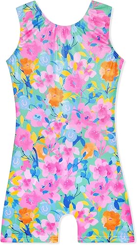 Leotards for Girls Gymnastics Toddler Dance Biketards Mermaid Unicorn Athletic Dance Wear Shiny Rainbow Blue Hotpink