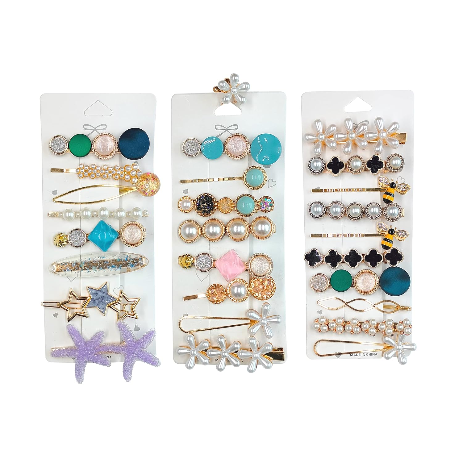 Annacreations Korean Fashion Style Pearl Rhinestone Metal Hair Clips Hair Pin Stylish Hair Accessories Jewellery For Women’s And Girls, Multicolor (Pack of 27 Pcs)