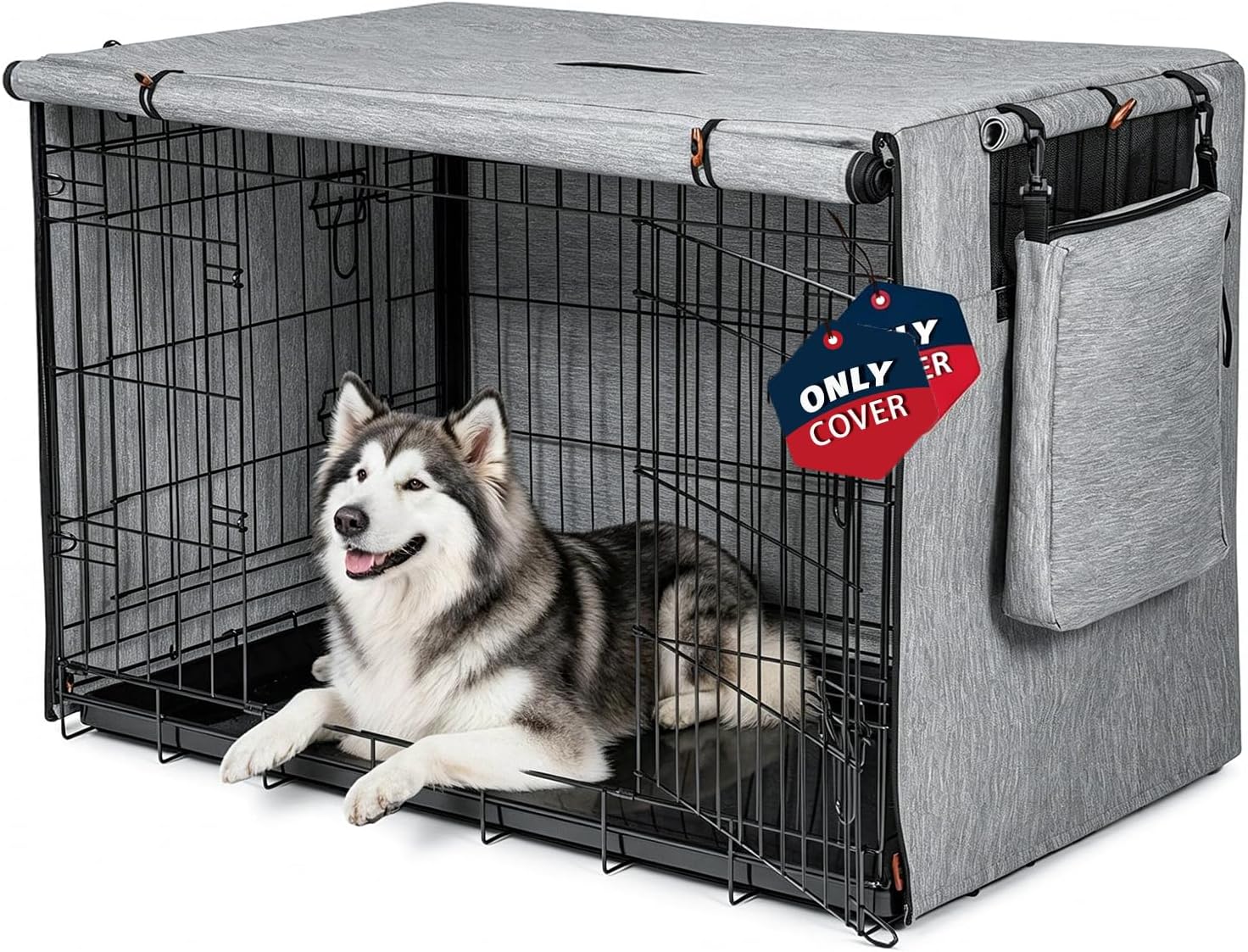 Dog Crate Cover 42 in,Waterproof 600D Oxford Gray,Calming Anxiety Privacy