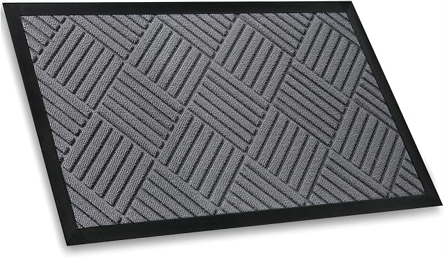 Mibao Door Mat Indoor and Outdoor, 40 x 60 cm, Grey Entrance Door Mat, Anti Slip Front Door Mat, Multipurpose Floor Mat, Absorbent and Soft Surface with Natural Rubber Backing, Durable Back Door Mat