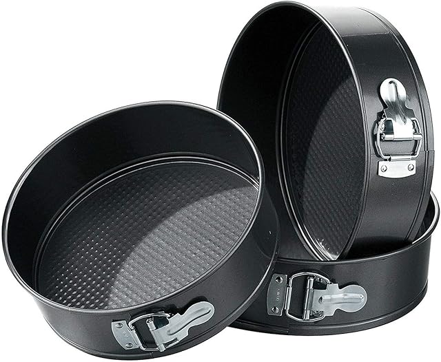 New Set of 3 Round Cake tin Set Non Stick Spring Form Loose Base Baking pan Tray