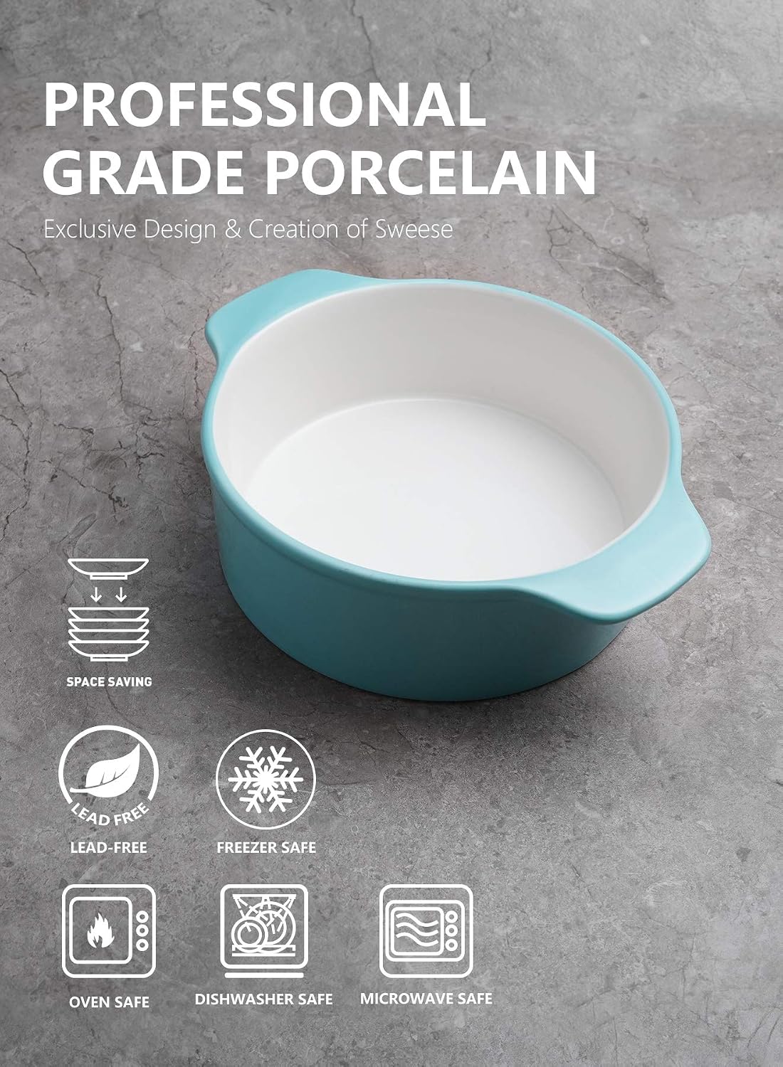 Sweese 523.202 6 Inch Round Cake Pan, Non-stick Baking Pan, Set of 2, Turquoise