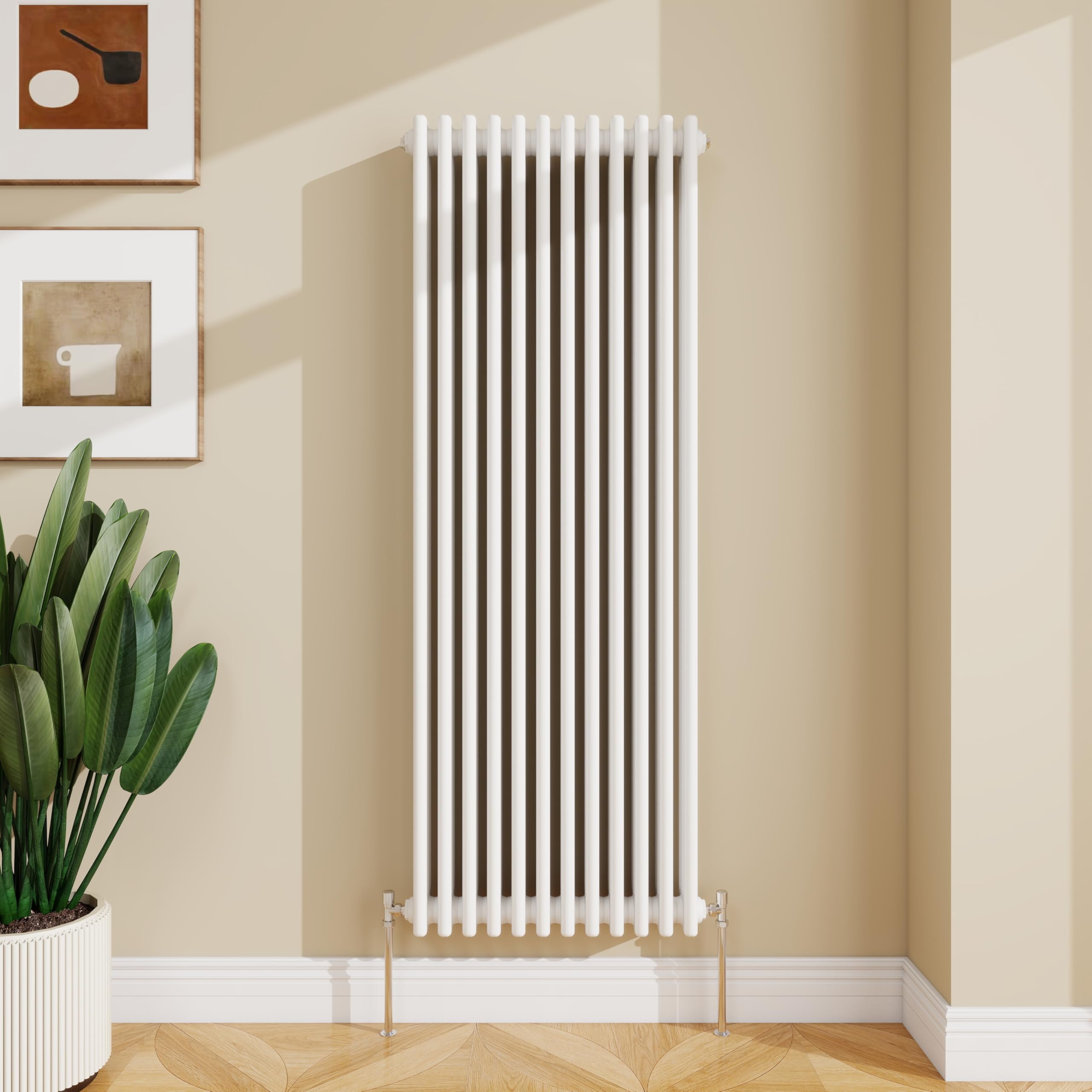 SLINE SANITARY 1500x560mm Cast Iron Style Traditional 3 Column Vertical White Central Heating Radiator