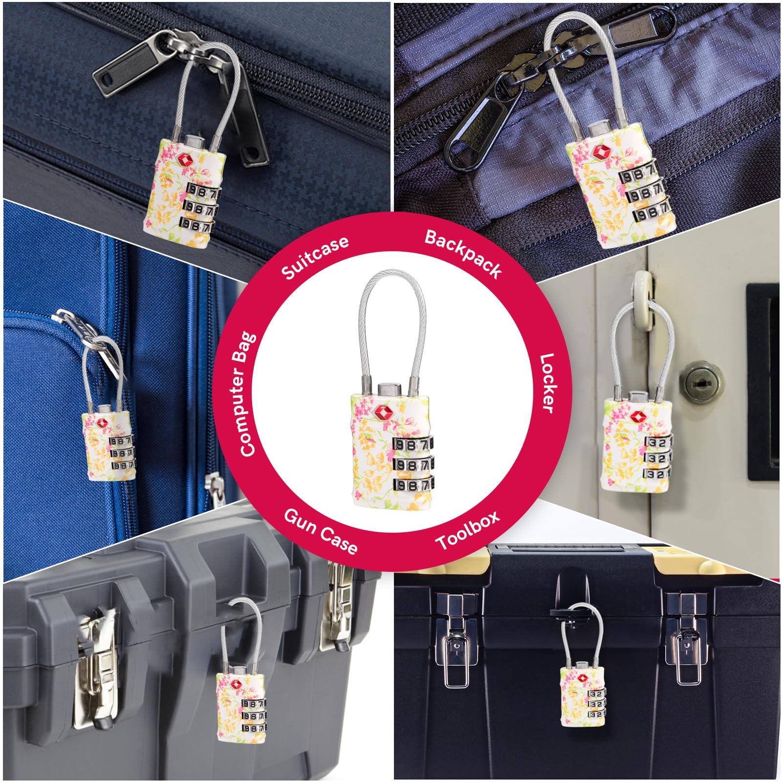 VIBRANZ-LAB - Set di 4 serrature TSA per bagagli approvate TSA serrature per bagagli. Queste serrature sono un must have per i viaggi internazionali, anche come serratura per armadietto da palestra,