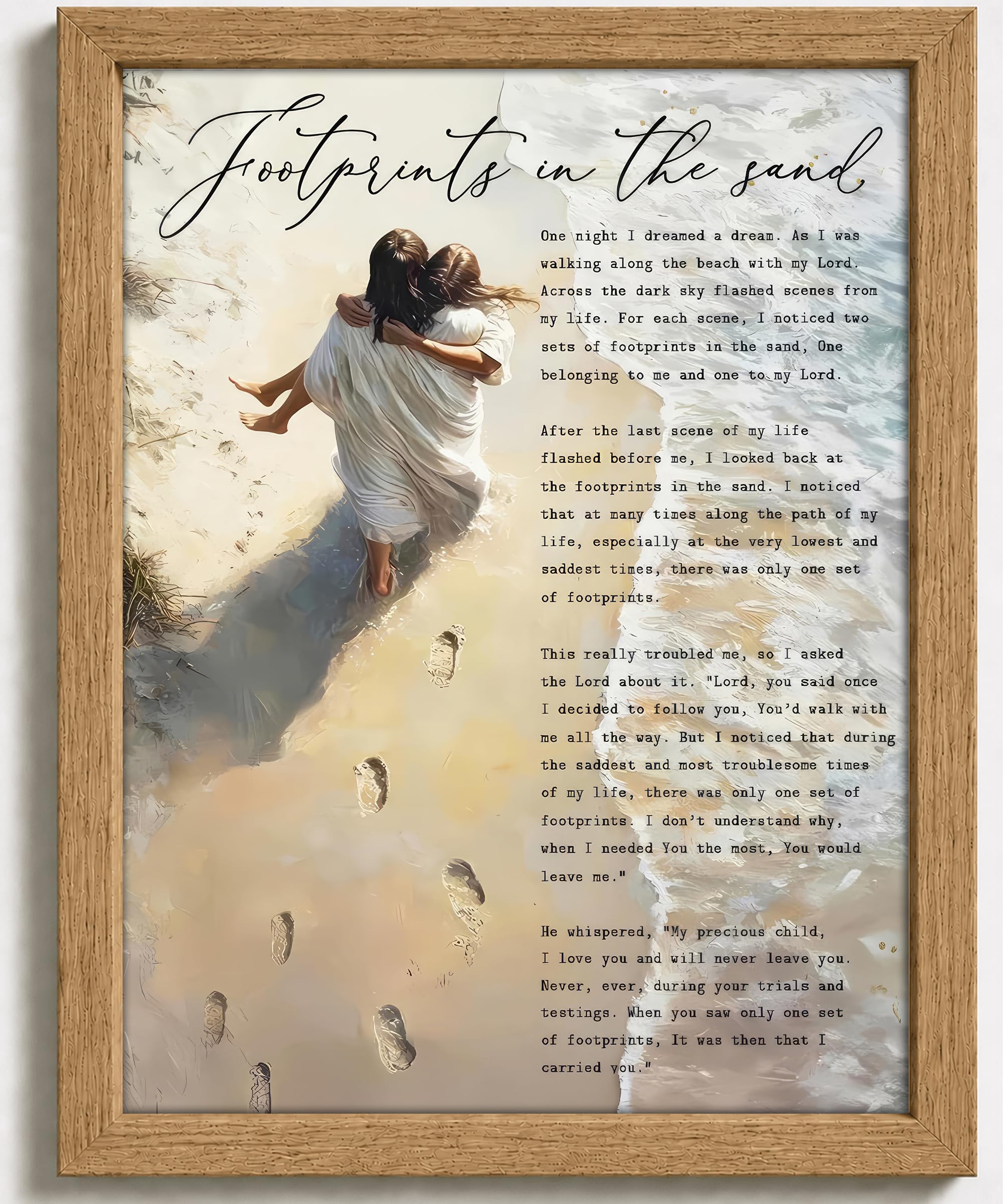 YOXORDQ Footprints in The Sand Poem Canvas Wall art,16x24in