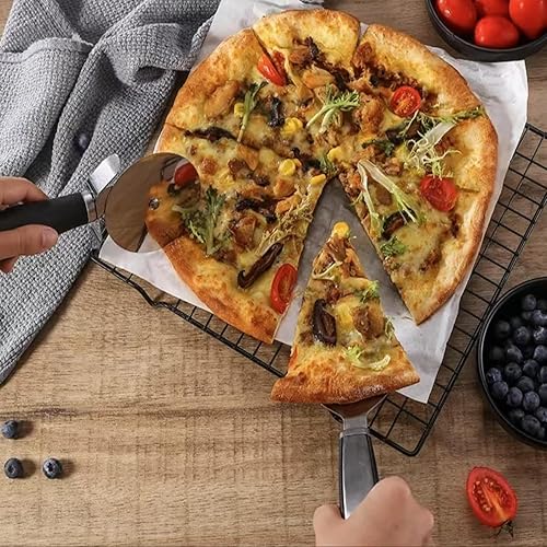 Miniatura 8 de Cuchillo para pizza, rueda de cuchillo de pizza, acero inoxidable, pizza en rodajas limpia y crujiente y otros alimentos que requieren cortar un