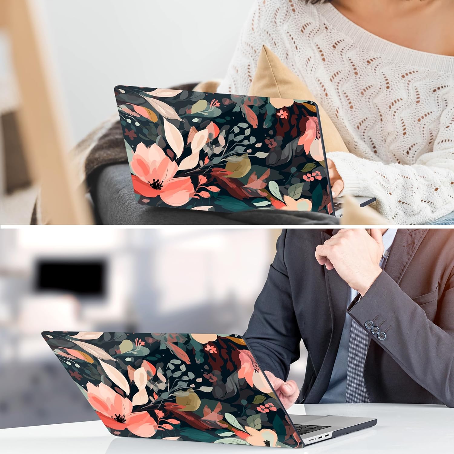 DONGKE for M4 MacBook Air 13.6 Inch Case 2025 2024 2023 2022 Model A3240 A3113 A2681 M3 M2 Chip, Plastic Hard Shell Case Cover with Touch ID for MacBook Air 13 Inch M4 - Painted Florals - Image 7