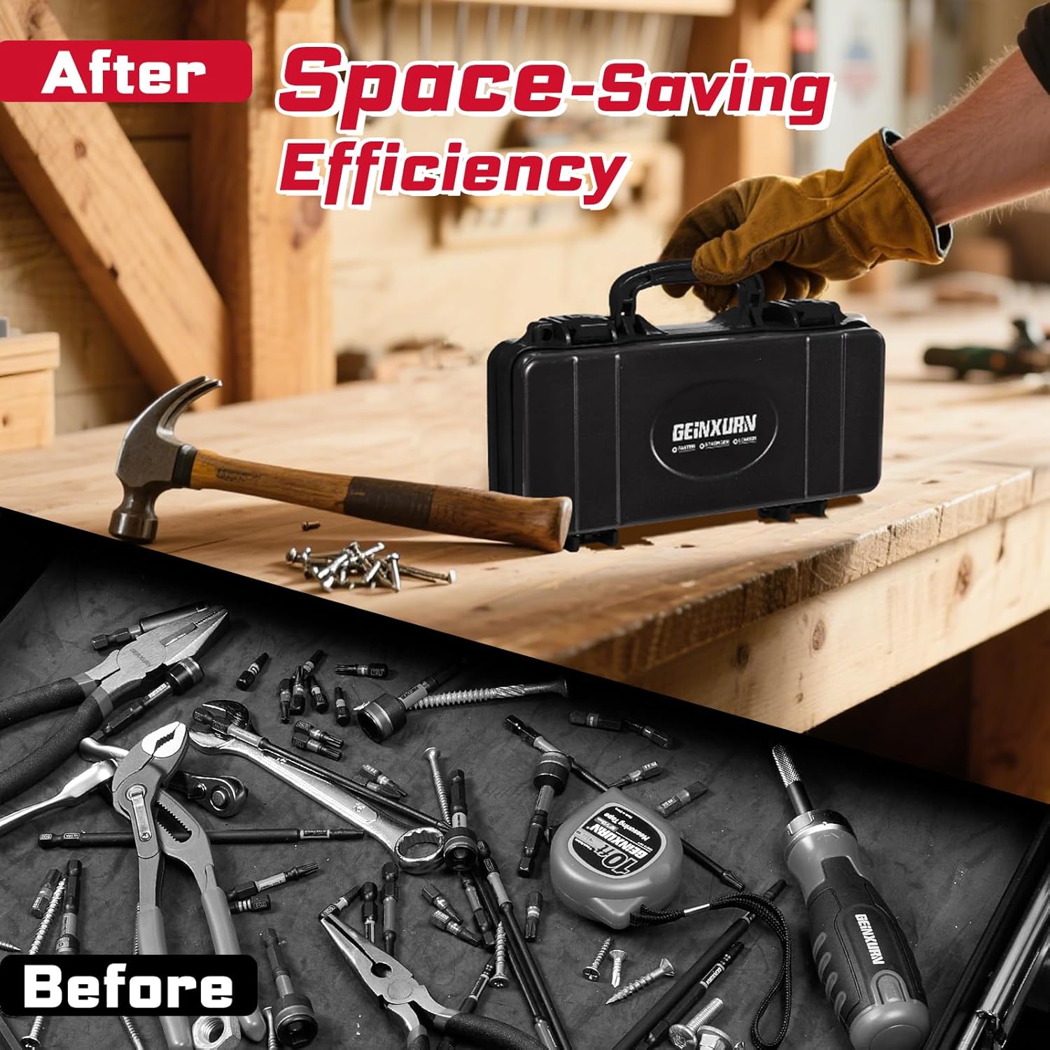 39Pcs Tools Set Packaged with Heavy-duty Tool Box, Include Screwdriver Bits,Bit Holder, Mini Ratchcting Wrech, Step Drill, Bit Holder, plier and Ratchets Screwdriver for Home Repairs DIY