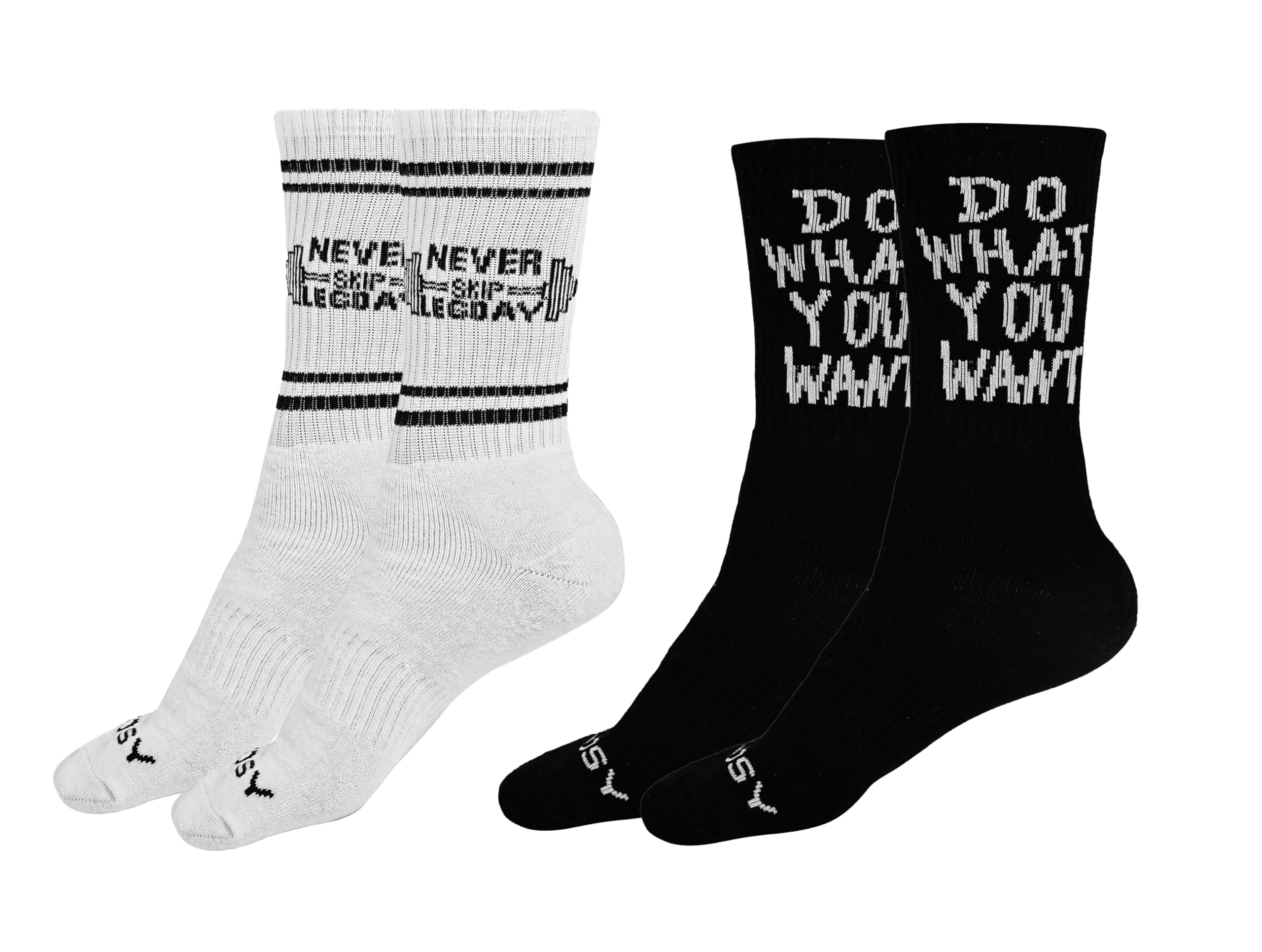 Unisex Cushioned Crew Socks for Men & Women | Cotton Athletic Sports Socks with Motivational Quotes | Gym, Workout & Running (Pack of 2 Pairs)-image-34