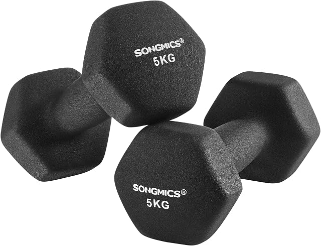 SONGMICS Set of 2 Dumbbells, Non-Slip Neoprene Hand Weights with Matte Finish, Home Workout, Fitness Exercise