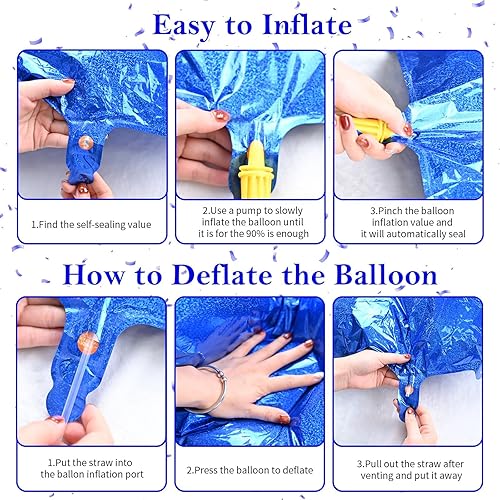 Miniatura 3 de Globo del número 50 de 40 pulgadas, globo azul marino con números grandes, 50 globos de aluminio gigantes, globos de cumpleaños de helio para