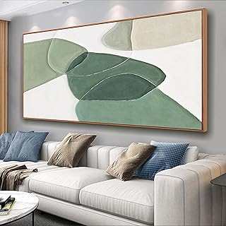 Modern Wall Art Large Geometric Green And White Geometric Color Block Li...