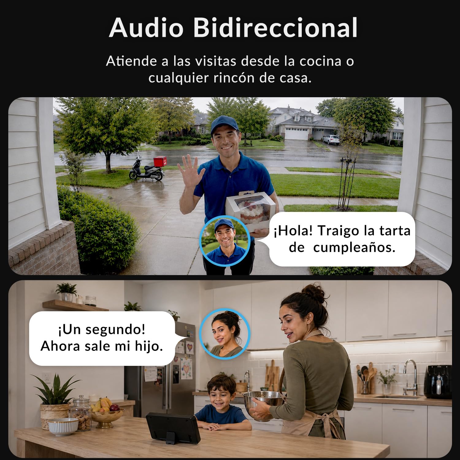 Zeerkeer Timbre Inalámbrico con Cámara Exterior Impermeable Sin Wi-Fi | Batería Recargable de 1000 mAh, Visión Nocturna IR, Audio Bidireccional, Resistente a la Lluvia, Videoportero Inalámbrico