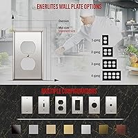 Vista 4 de ENERLITES Placa de pared de metal dúplex para receptáculos, cubierta de salida de acero inoxidable, resistente a la corrosión, tamaño de 1 banda