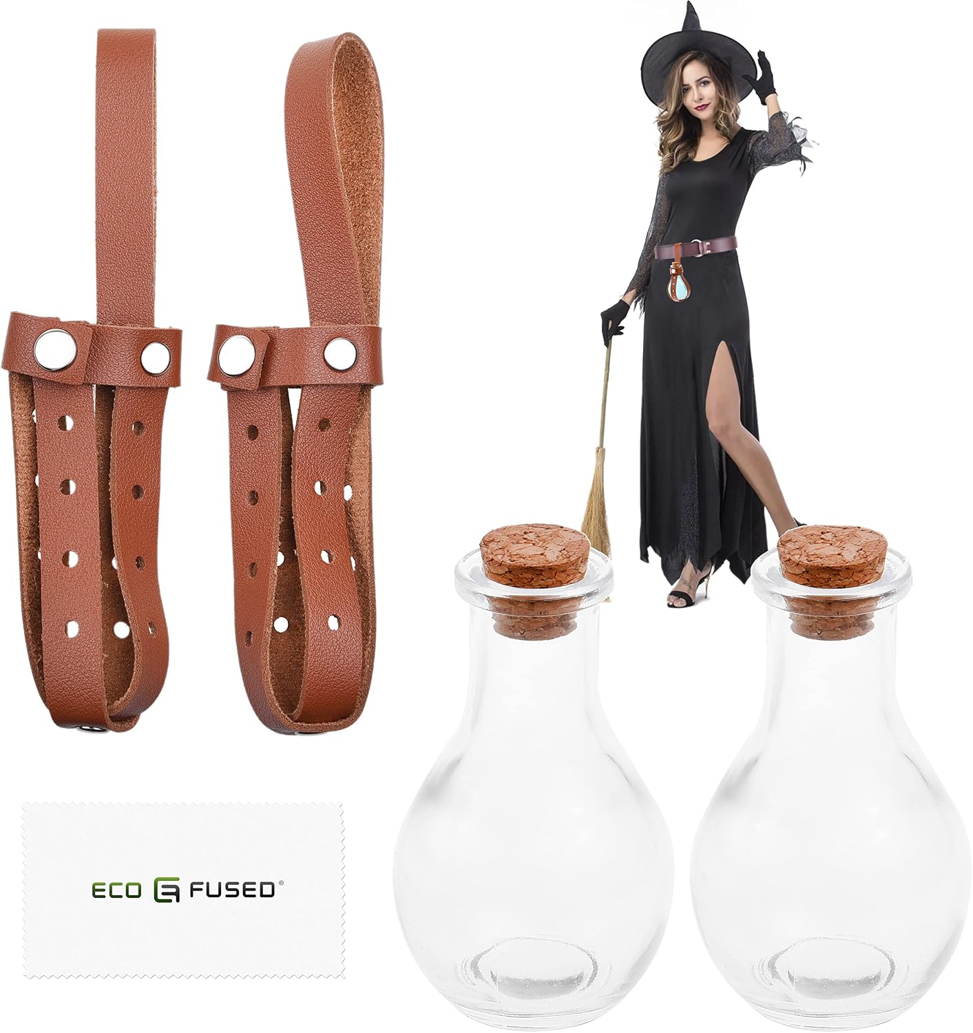 Eco-Fused Cosplay Potion Bottle with Holder - Clear Spherical, Wizard, Witch Costume Accessory - Stopper, Holder, Belt Loop image 2