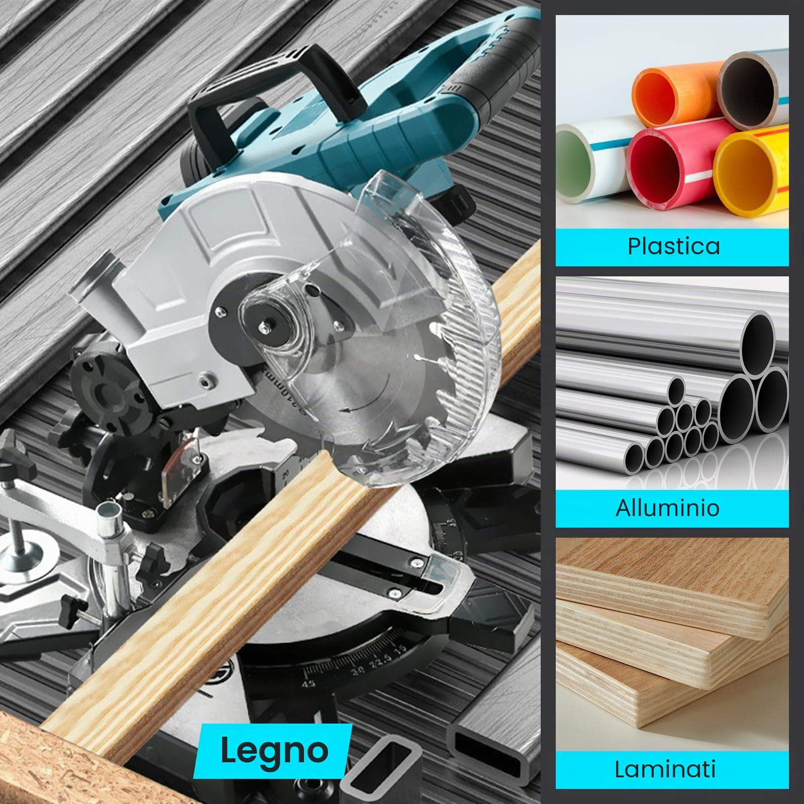 Troncatrice professionale compatibile con batteria al litio Makita da 18 V