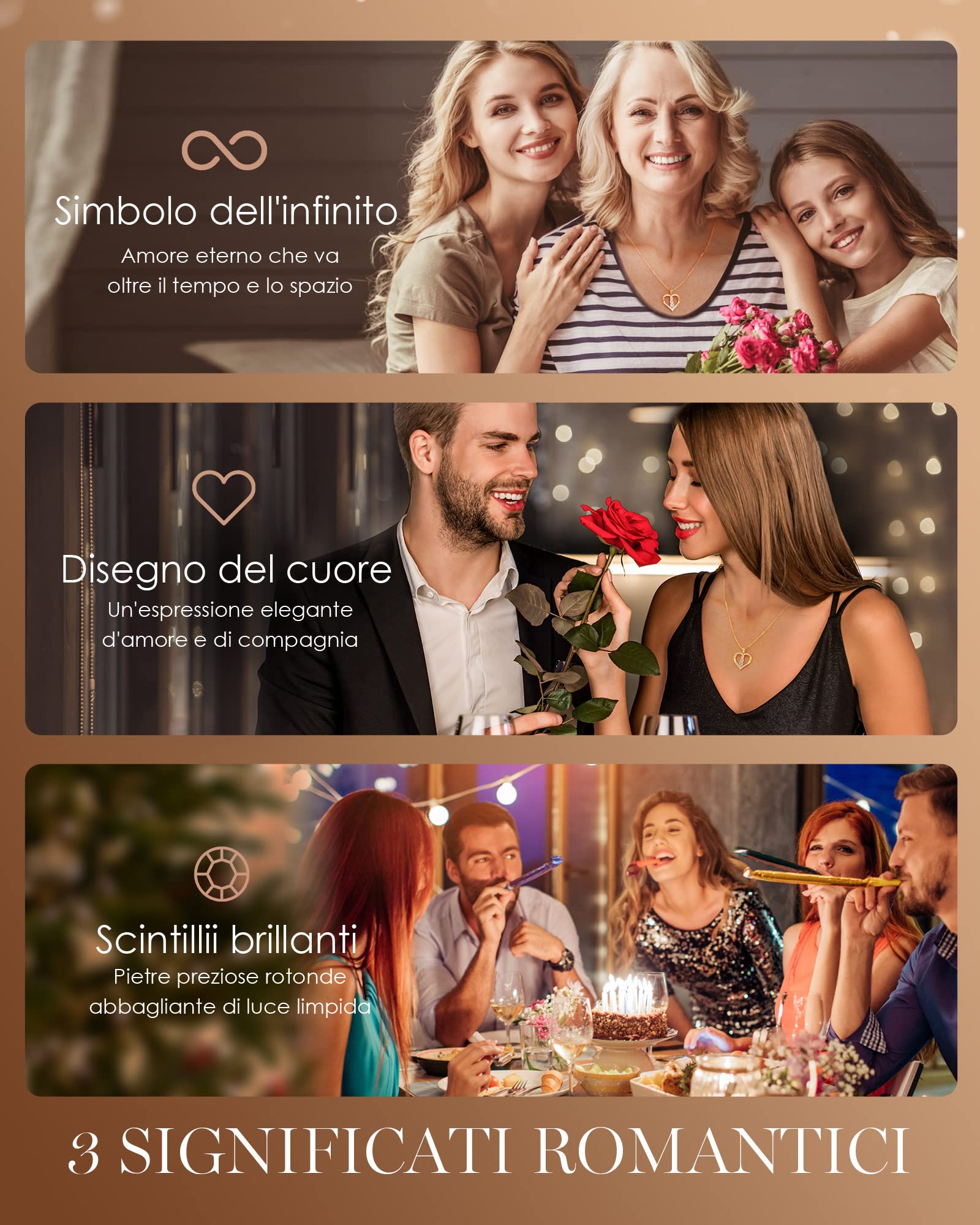 LOUISA SECRET Collana Donna Collana Cuore Infinito, Collana Donna Argento 925 Collane Gioielli Donna Regalo Idea Natale Compleanno Festa Della Mamma Compleanno Anniversario Valentin's Day