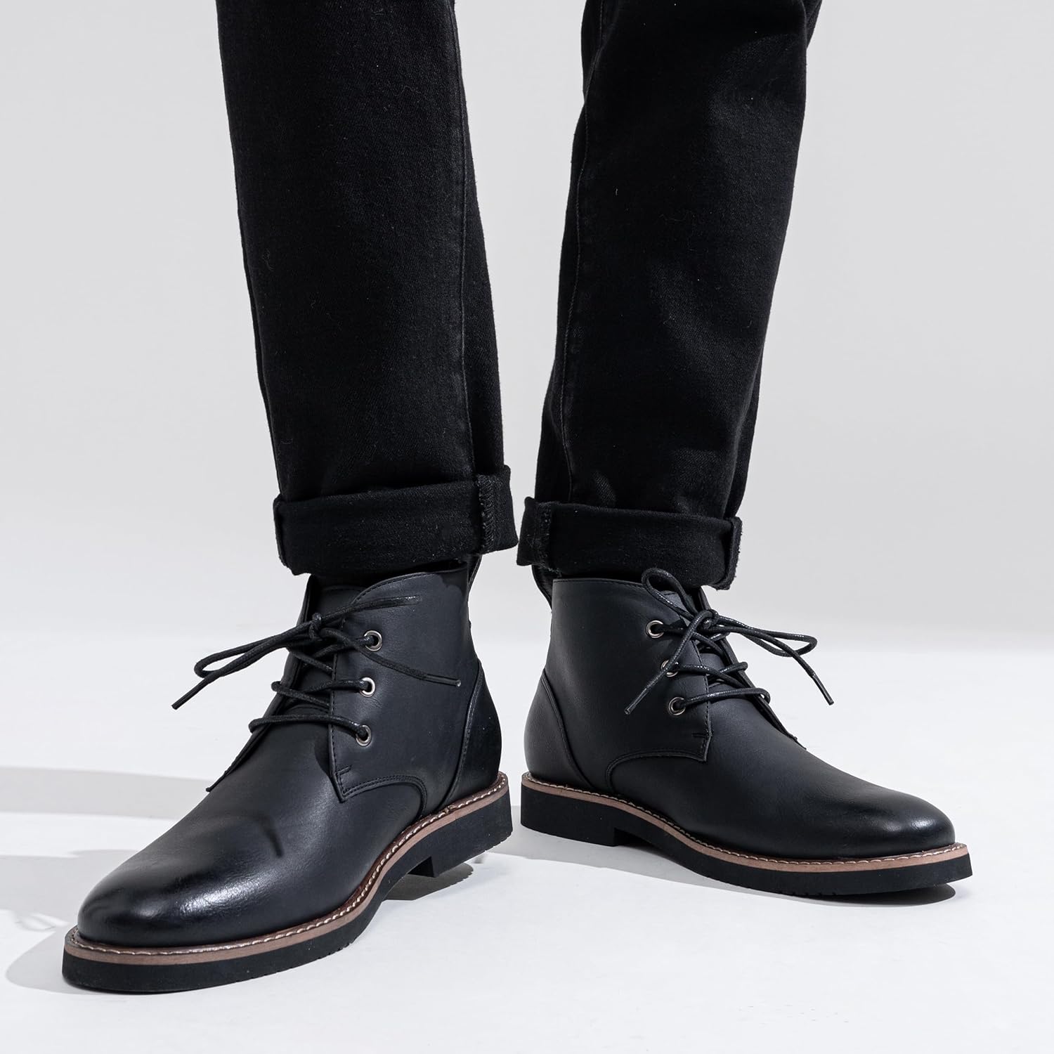 Vostey Men's Chukka Boots Classic Casual Ankle Boots for Men Dress Shoes Lace-Up - Image 2