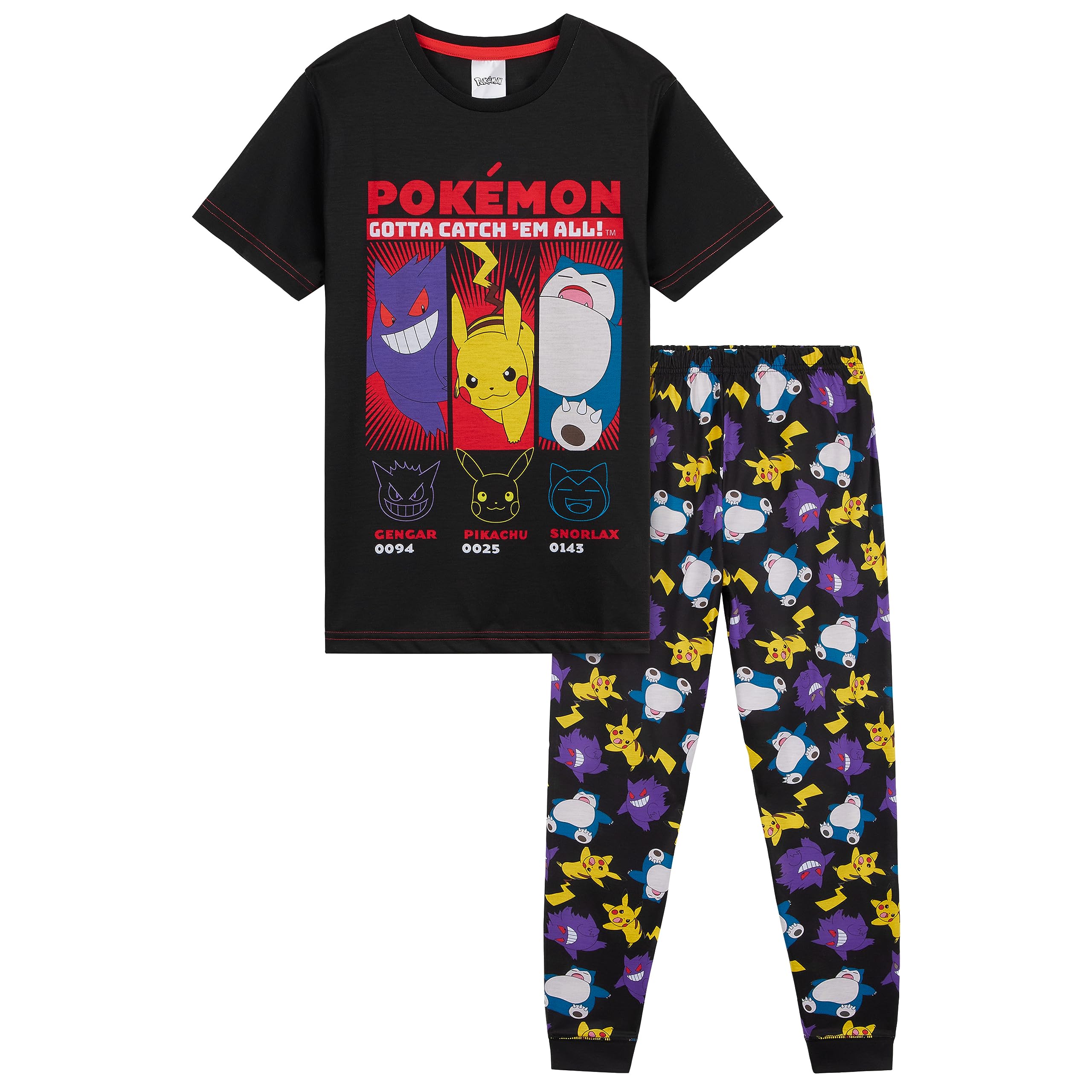 Pokémon Boys Black Pokemon Pyjamas Set - Lounge Wear T-Shirt And Long Bottoms Teenagers Kids Pjs 4-14 Years - Gifts For (, 6-7 Years)