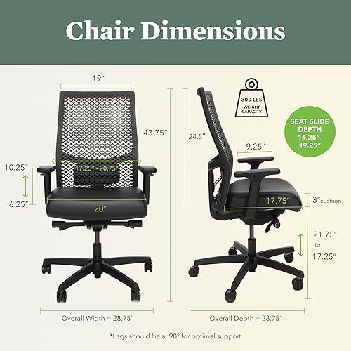Miniatura 2 de HON Ignition 20 ReActiv - Silla de oficina para dolor de espalda malla negra transpirable ajustable con bloqueo de inclinación y deslizamiento del