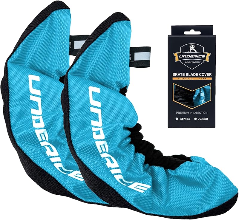 UICE Protectores de patines sobre hielo, funda para patines de hockey, protectores de patines artísticos, regalo de hockey para jóvenes y adluts (azul, junior)