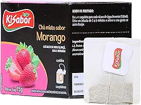 Kisabor, Chá de Morango Flores & Frutas, Para infusão, 15 Gramas com 10 Saquinhos