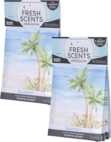 Fresh Scents Sachets perfumados | Seaspray | Fragancia para el hogar | Larga duración (hasta 6 meses) | Ambientador para armarios, cajones y autos |