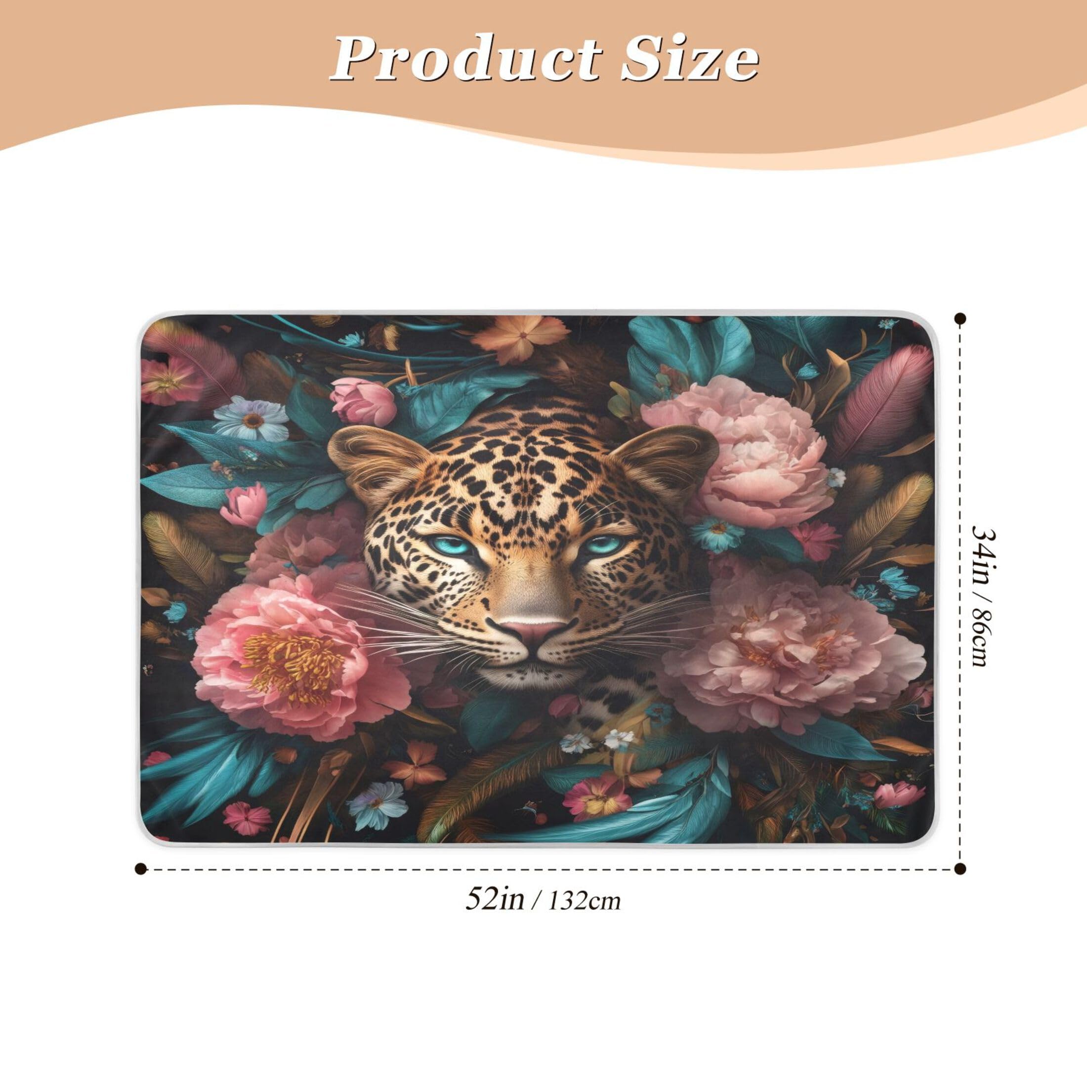 Takiito Leopard in Flowers Bed Pad Reusable Bed Underpad Washable Waterproof Leak-Proof Quick Dry Incontinence Pee Pad for Toddlers Kids Adults Pets 34x52 in
