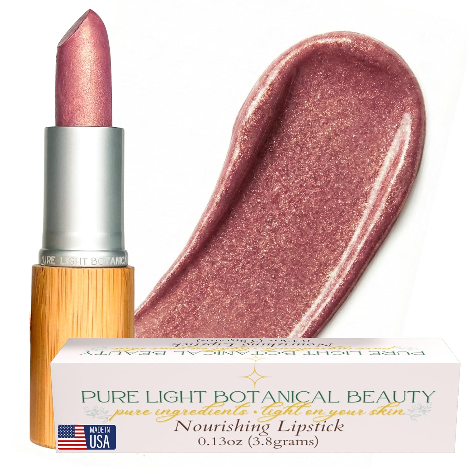 Lipstick -Rose Qaurtz | Face Makeup | Pink Shimmer Lips color with Castor, Vitamin E, Coconut & Rosehip Oil | Lip Make up For Women | Gift Set Beauty Essential | 3.8 gm