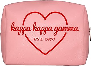 Kappa Kappa Gamma Makeup Bag - Multi-Purpose PU Leather, Water-Resistant Makeup travel bag with Licensed Design and Zipper Closure, Perfect Kappa Kappa Gamma Sorority Gifts for Women