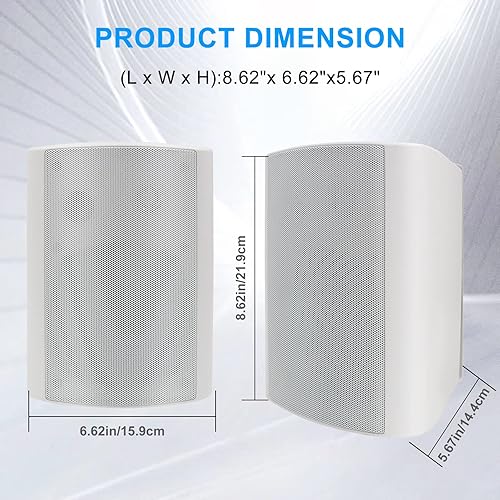 Miniatura 2 de Herdio Altavoces Bluetooth para exteriores de 5.25 pulgadas, impermeables, 600 vatios, con amplificador estéreo, sistema de montaje en pared con