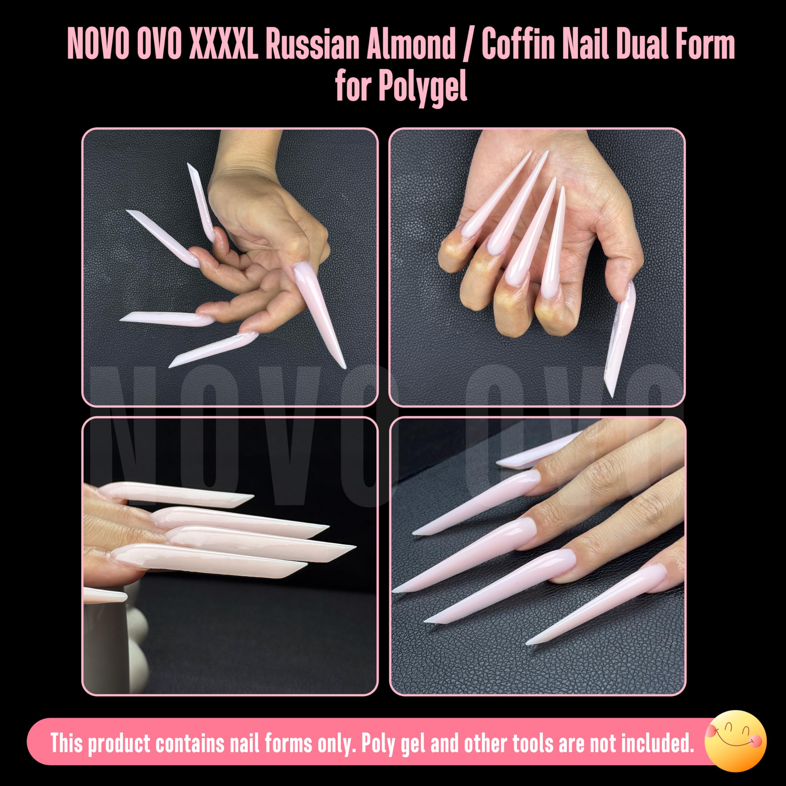 NOVO OVO XXL XXXL Russian Almond/Coffin Nail Dual Forms for PolyGel Extension NOT NAIL TIPS - Image 3