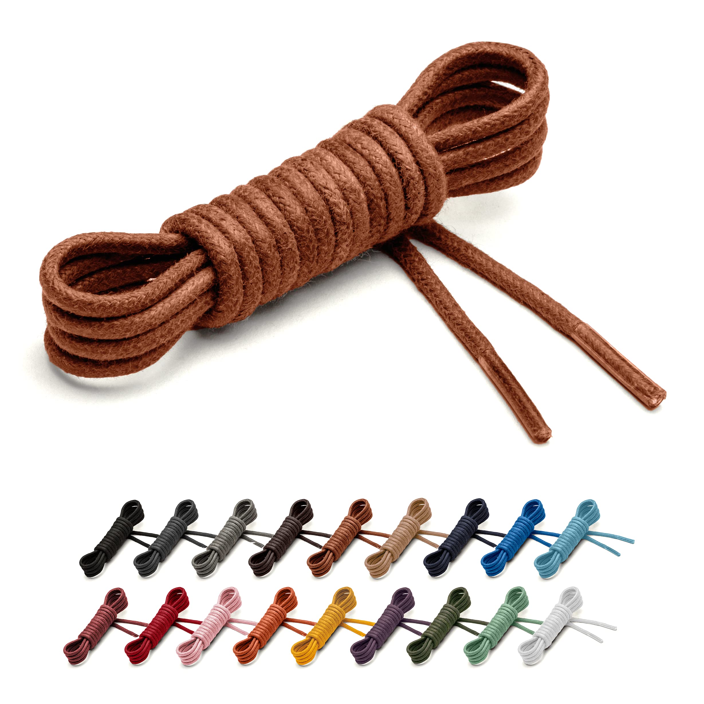Benchmark Waxed Cotton Shoe Laces - 5/64" (2mm) Shoelaces for Dress Shoes & Boots - 27, 30, 33, 36 & 39 Inches - 18 Colors