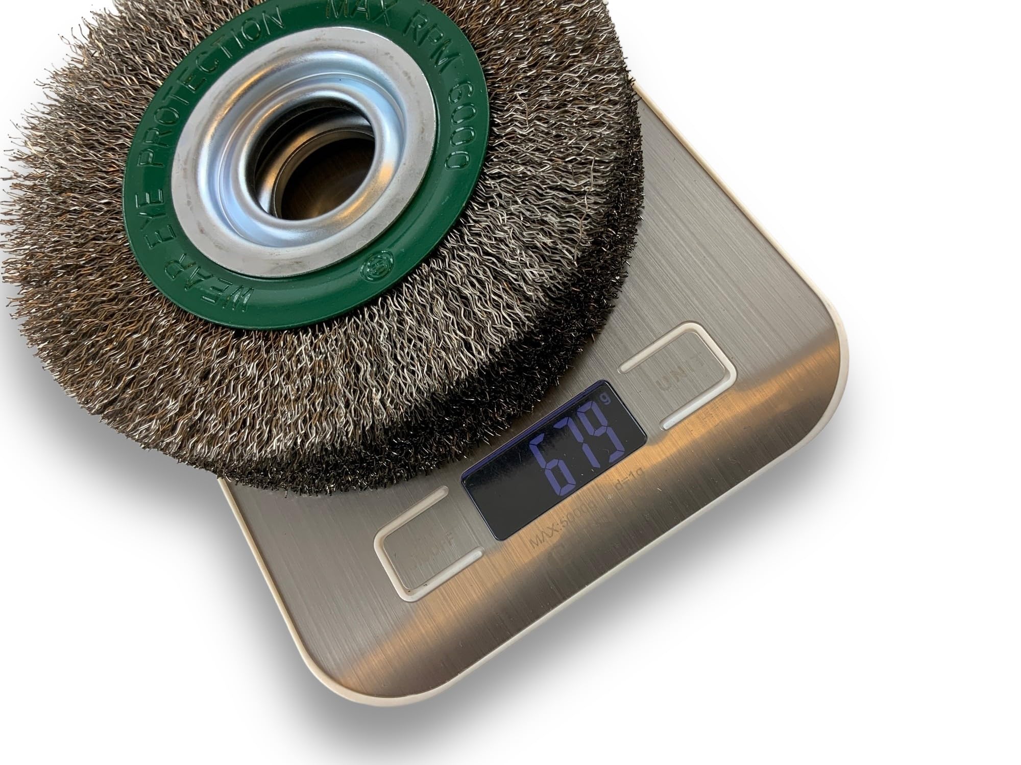 Brosse circulaire INOX | Ø 150 mm | Epaisseur 3 rangs | Fil dur 0.30 mm ondulé | Alésage 32 mm + réducteur bague 25/22/20/16/12 mm | Touret meuleuse affûteuse ponceuse | Kibros 235153IT