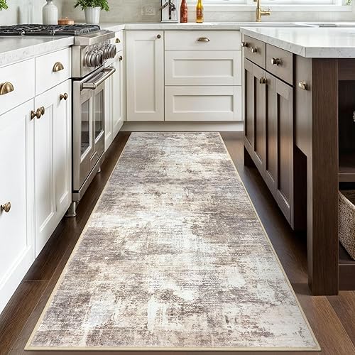 Miniatura 468 de IOHOUZE Alfombra pequeña abstracta de 2 x 3 pies, alfombra de entrada lavable para entrada interior, alfombras con respaldo de goma, alfombra gris