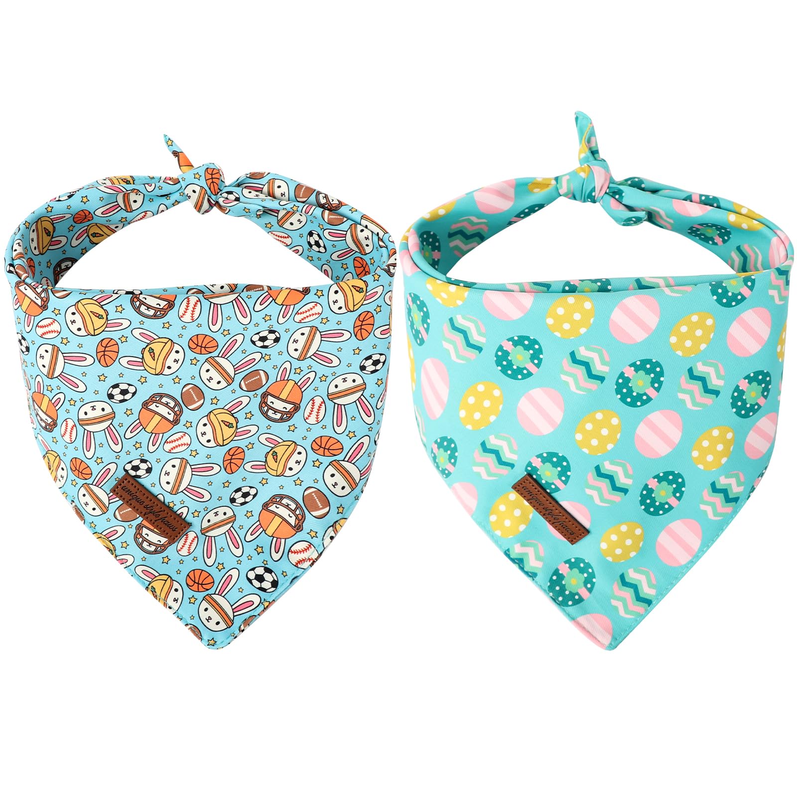 Unique Style Paws Dog Easter Bandanas 2Pcs Washable Cotton Triangle Sports Rabbit Egg Dog Scarfs for Small Medium Large Dogs and Cats