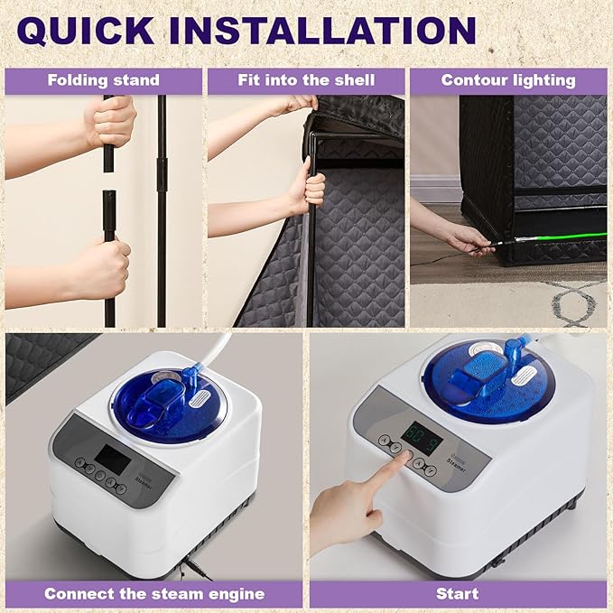 Tienda de Vapor Sauna Portátil Plegable con Puerta Transparente miniatura 7
