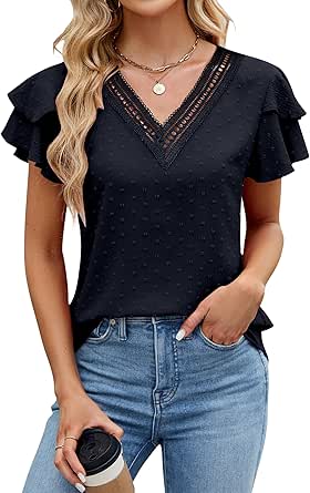 BeLuring Tops Camiseta De Verano Para Mujer Top Tops Blusa Con Cuellos