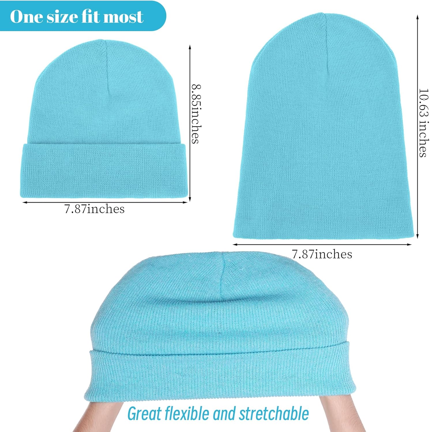 Beanie for Men Women, Slouchy Knitted Beanie Hats Winter Warm Hat Unisex Cuffed Plain Hat for Cold Weather - Image 2