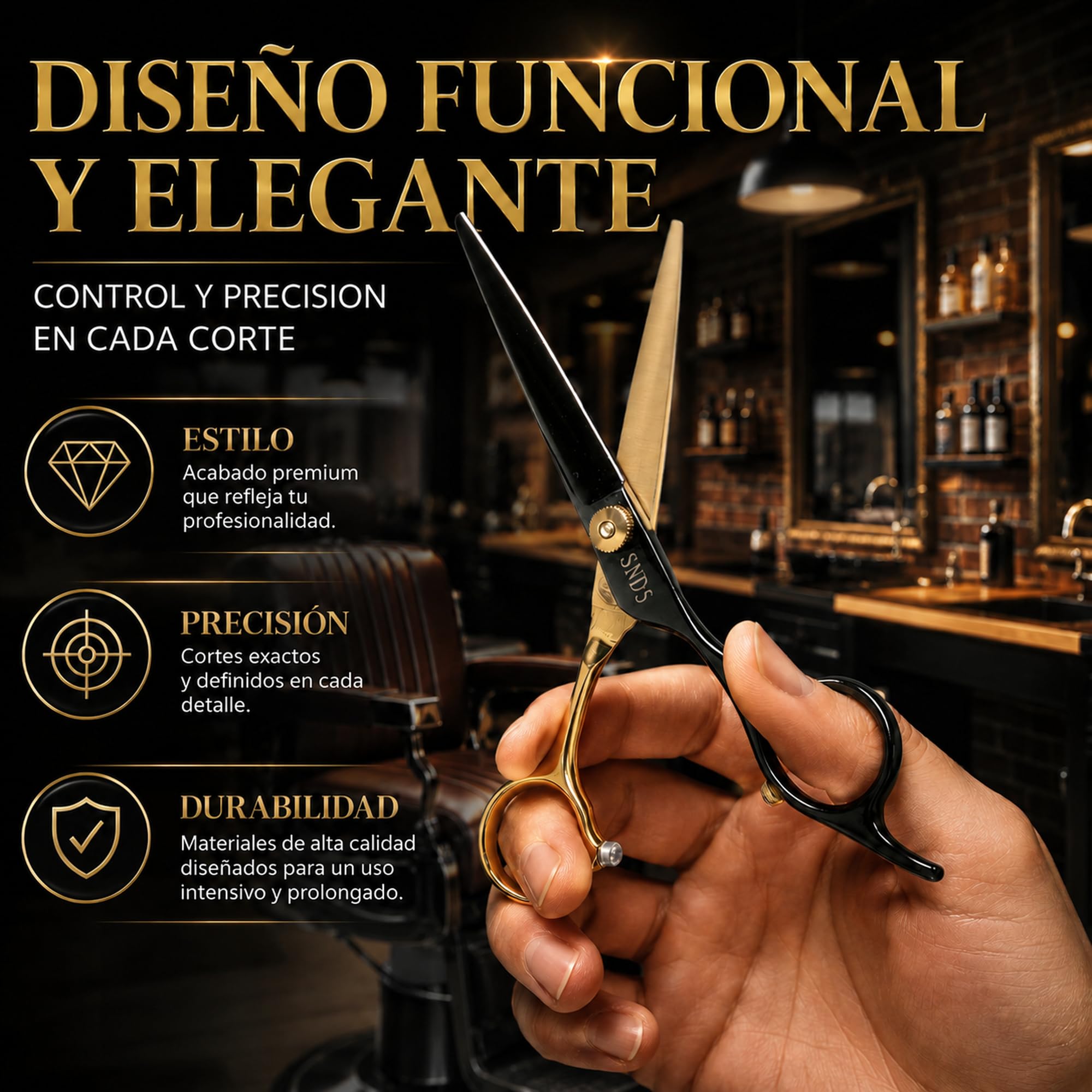 Tijeras Peluquería Profesional SND5 ORIGEN 6,5" - Set de Tijeras de Corte y Entresacar con Estuche Premium, Ideales para Cabello y Barba, Equilibradas, Precisas y Cómodas para Peluqueros y Barberos