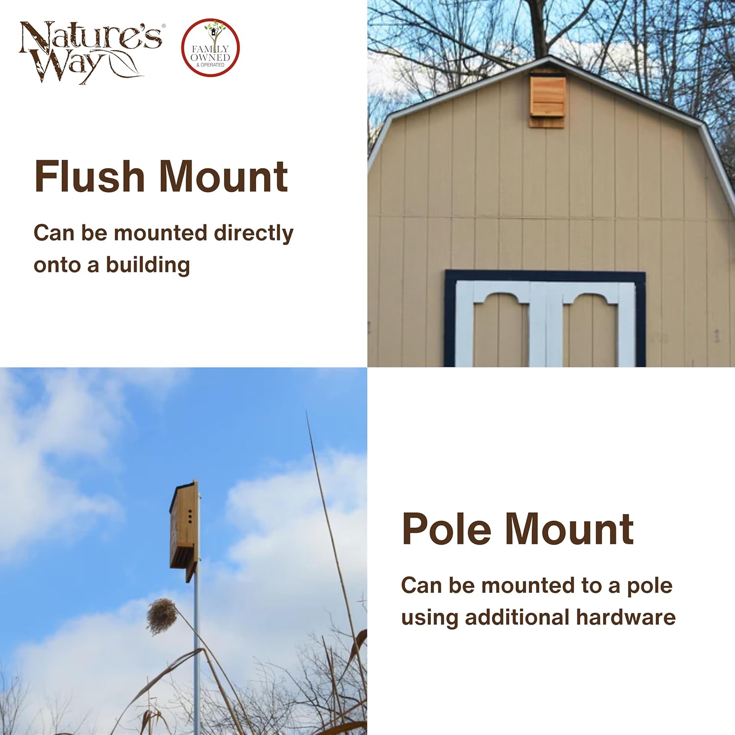 Nature's Way Bird Products CWH6 Triple Chamber Cedar Bat House, 20.5" x 12" x 5"