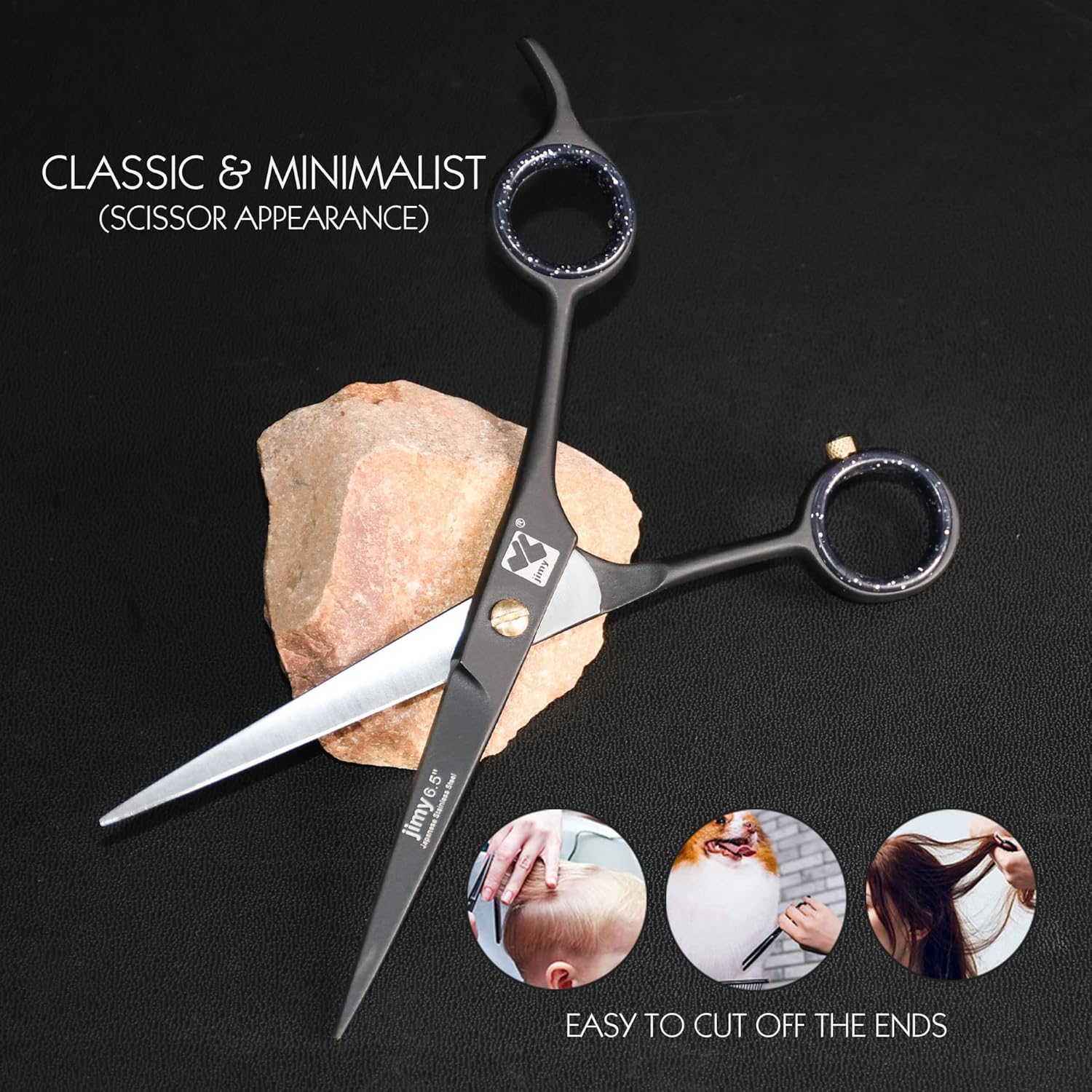 jimy Professional Hair Scissors 6.5" Stainless Steel Sharp, Smooth Hair Cutting Scissors for Women and Men (Barber Scissors) : Beauty & Personal Care