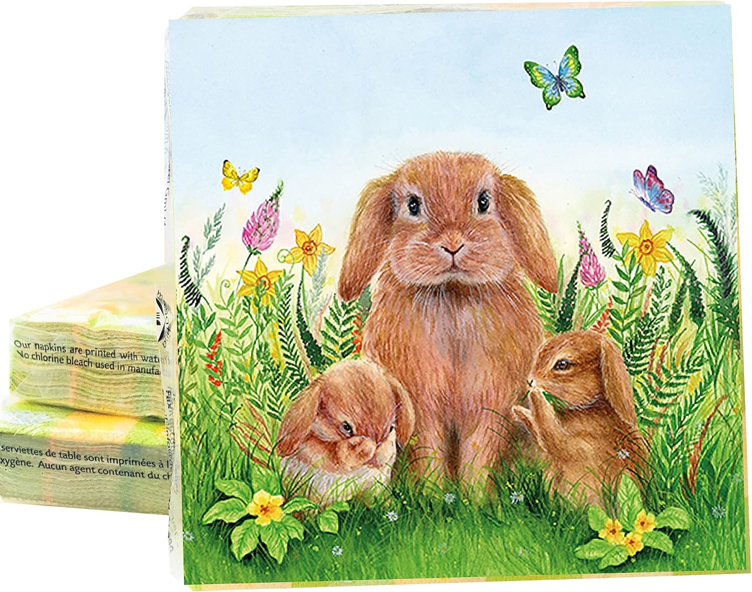 20-ct 13x13 Bunny Napkins for Decoupage Cute Bunny Family Napkins Easter Dinner Napkins Paper Bunny Paper Napkins Easter Paper Napkins Decorative Napkins for Decoupage Clearance