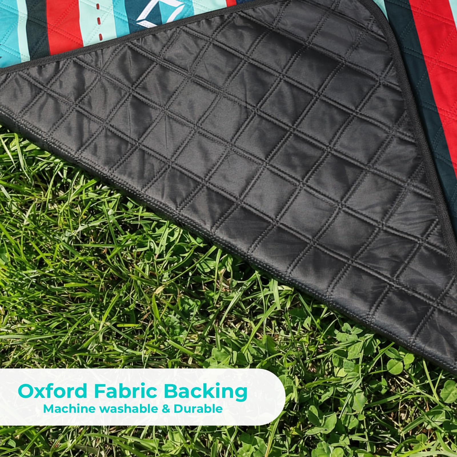 LIFERUN Coperta da picnic XXL 200x300 cm lavabile in lavatrice pieghevole verde a righe