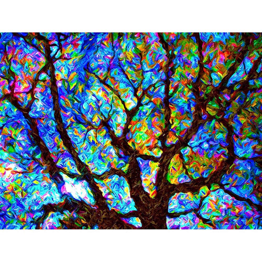 Wee Blue Coo Nature Painting Tree Multi Colour Branch Bright Art Print Poster Wall Decor 12X16 Inch