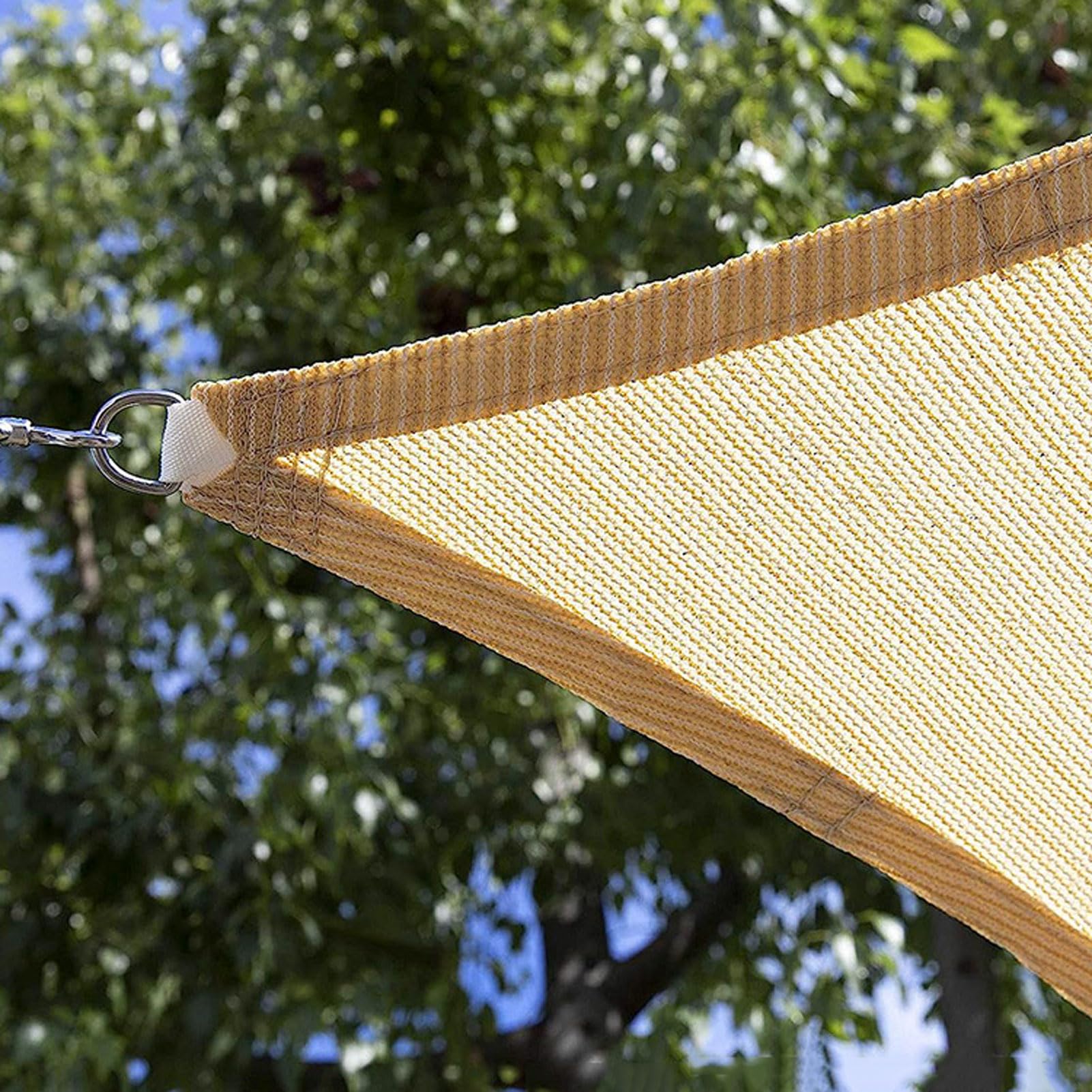 Toldo triangular para toldo, bordes curvados permeables al agua y al aire, anillos en D de acero inoxidable, bloquean la luz solar para patio, cochera, jardín, balcón (3 x 3 x 4 pies)